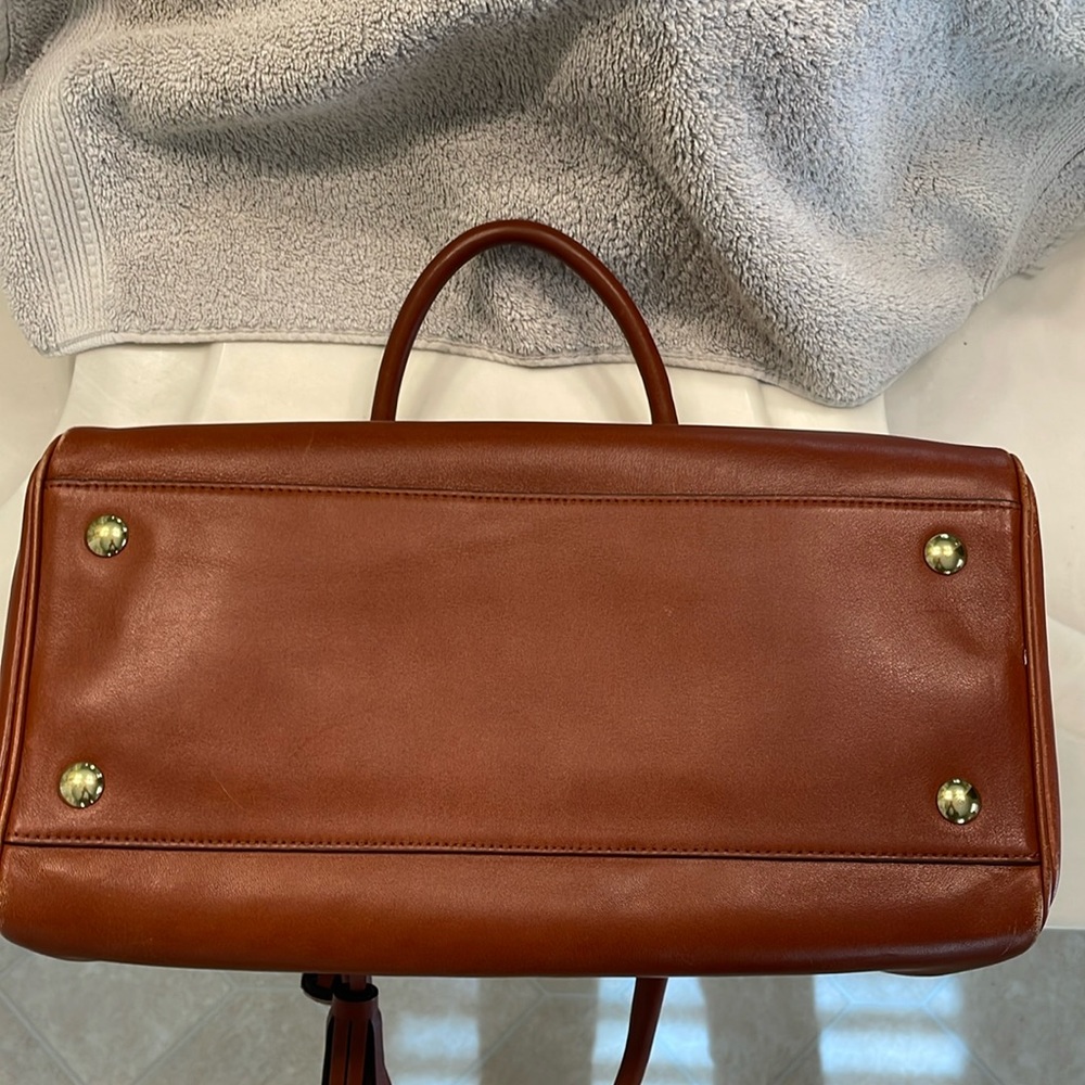 Coach Brown Leather Satchel with Tassel - Picture 6 of 16